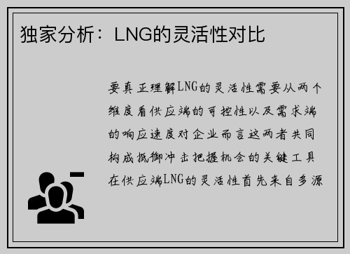 独家分析：LNG的灵活性对比